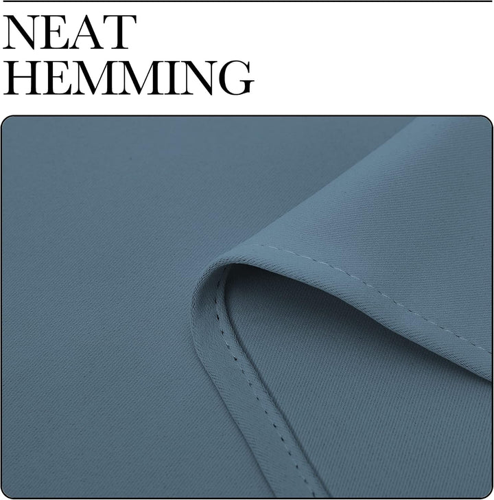 Smoky blue curtain hem close-up