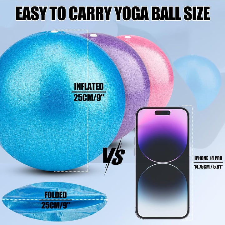 Blue 9-inch mini Pilates ball, product view 6