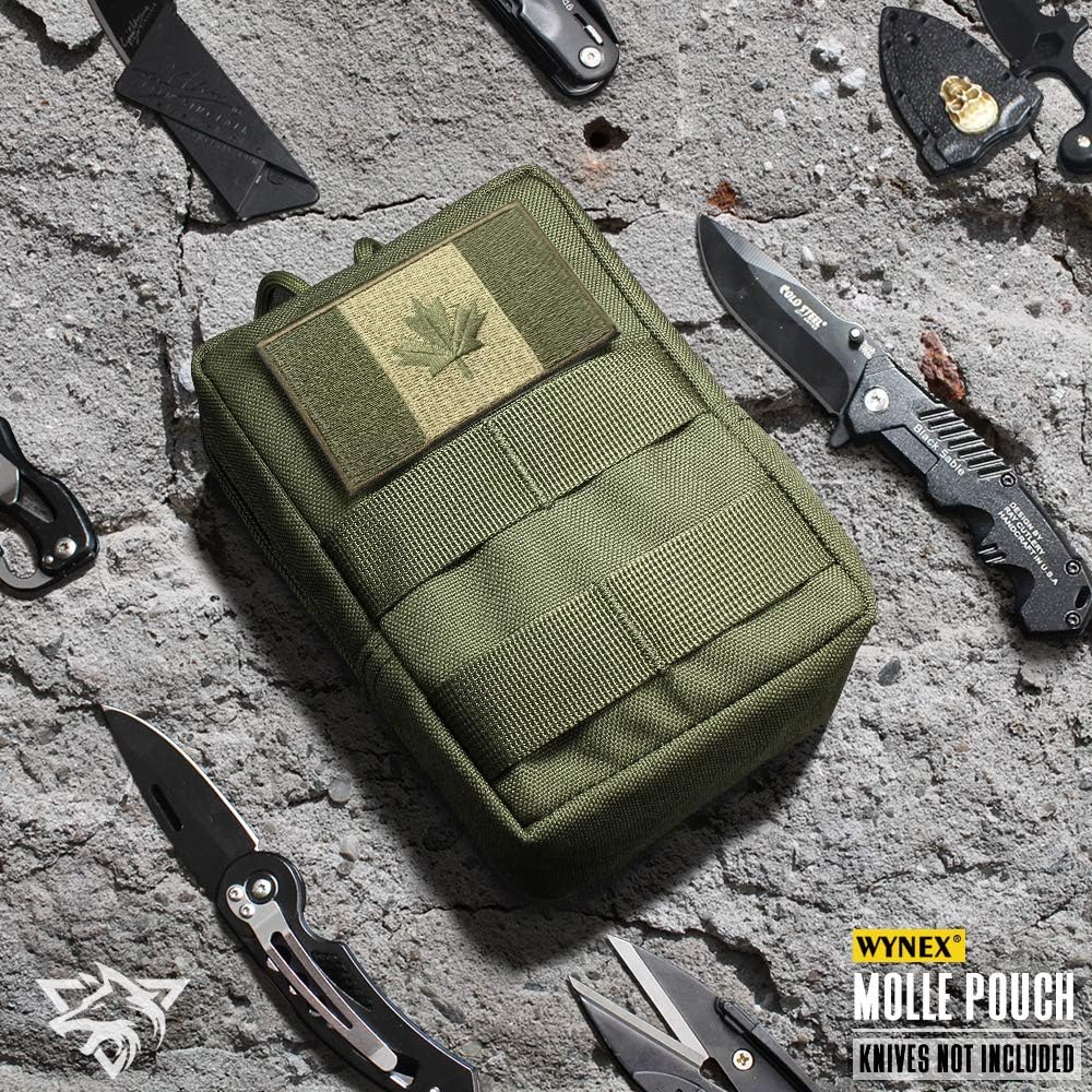 Army Green small utility pouch, knives shown not included