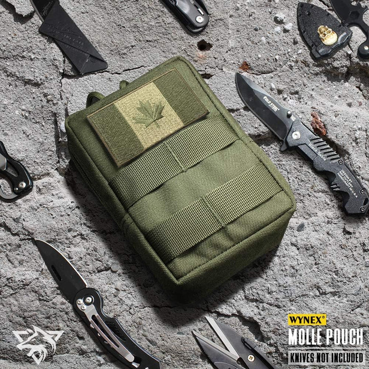 Army Green small utility pouch, knives shown not included