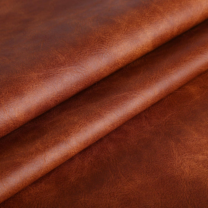 Brown distressed faux-leather upholstery fabric, 72 x 54 inches