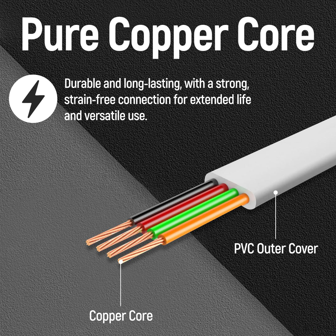 White 100-foot RJ11 6P4C phone extension cable, image 3