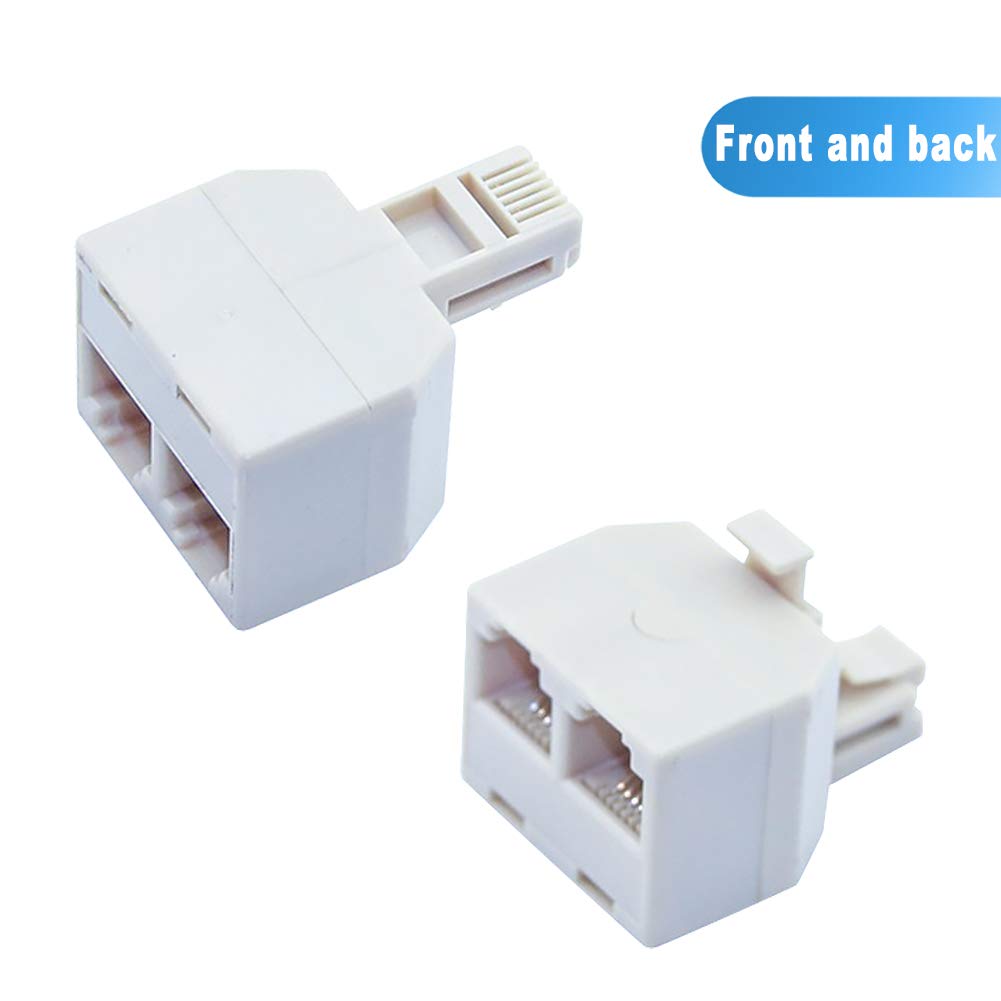 Four-pack white RJ11 6P4C telephone splitters, product view 4