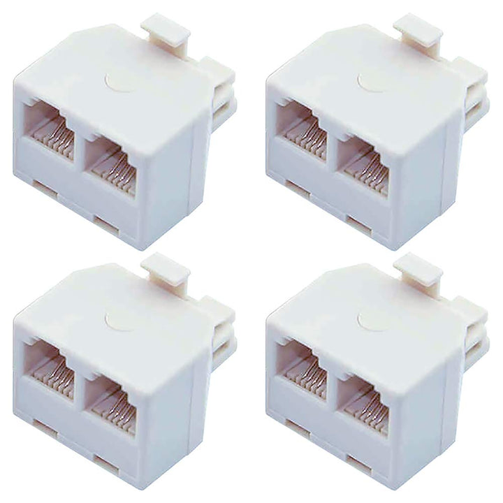 Four-pack white RJ11 6P4C telephone splitters