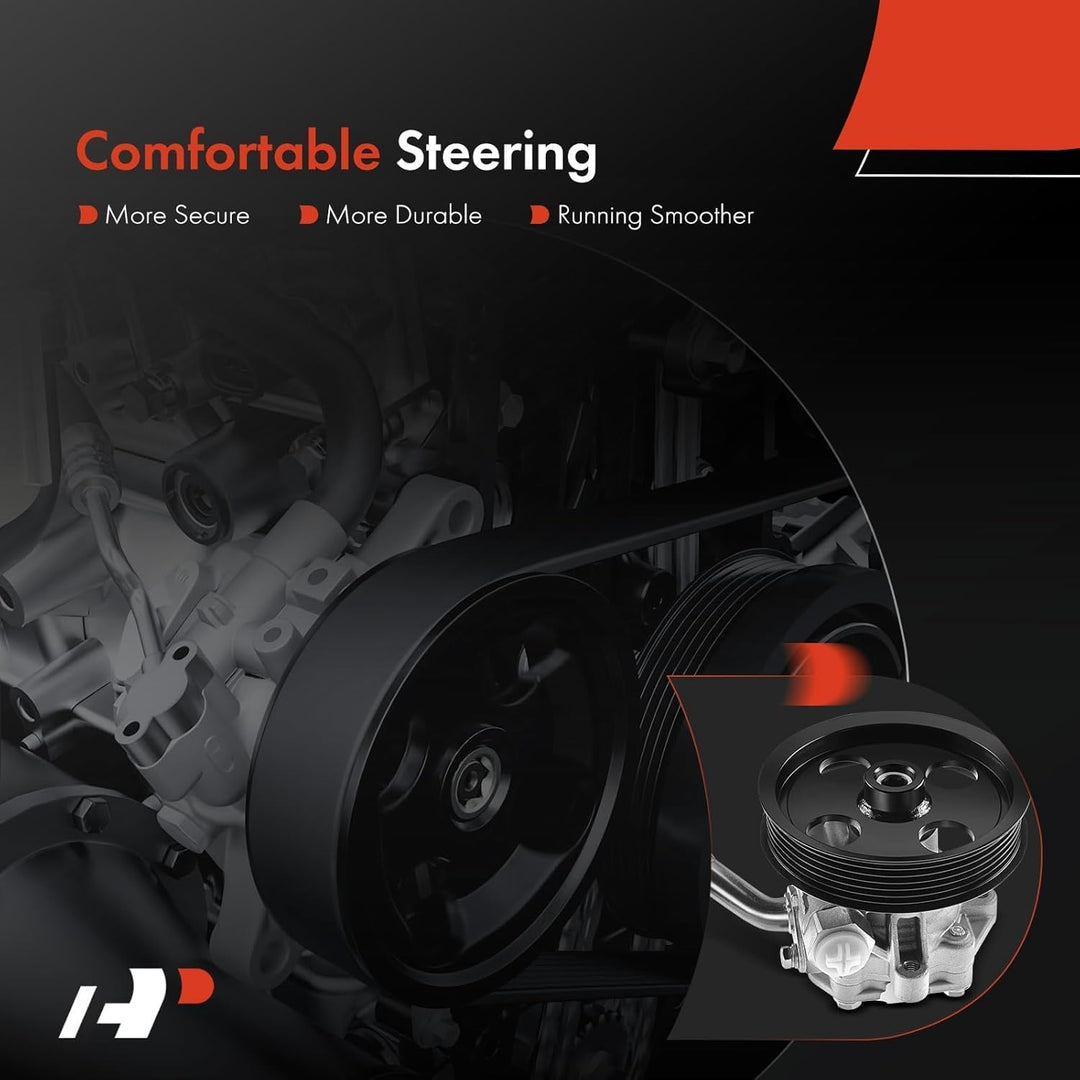 A - Premium Power Steering Pump, with Pulley, Compatible with Jeep Wrangler 2012 - 2017, Wrangler JK 2018, 3.6L Gas, Replace  5154400AC, N9901310 - Just Closeouts Canada Inc.