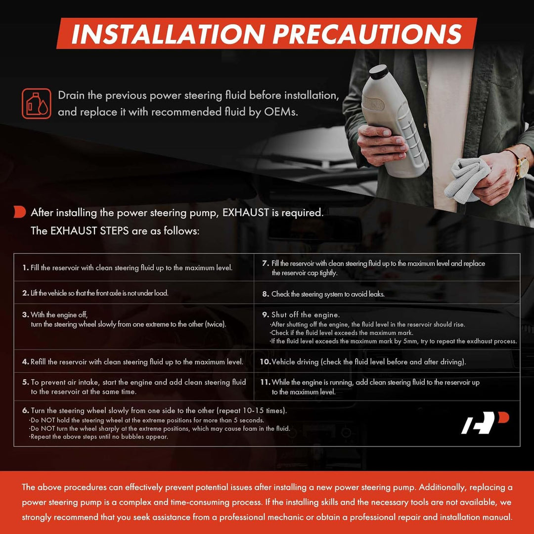 A - Premium Power Steering Pump, with Pulley, Compatible with Jeep Wrangler 2012 - 2017, Wrangler JK 2018, 3.6L Gas, Replace  5154400AC, N9901310 - Just Closeouts Canada Inc.