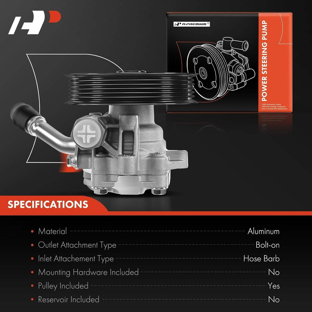 A - Premium Power Steering Pump, with Pulley, Compatible with Jeep Wrangler 2012 - 2017, Wrangler JK 2018, 3.6L Gas, Replace  5154400AC, N9901310 - Just Closeouts Canada Inc.