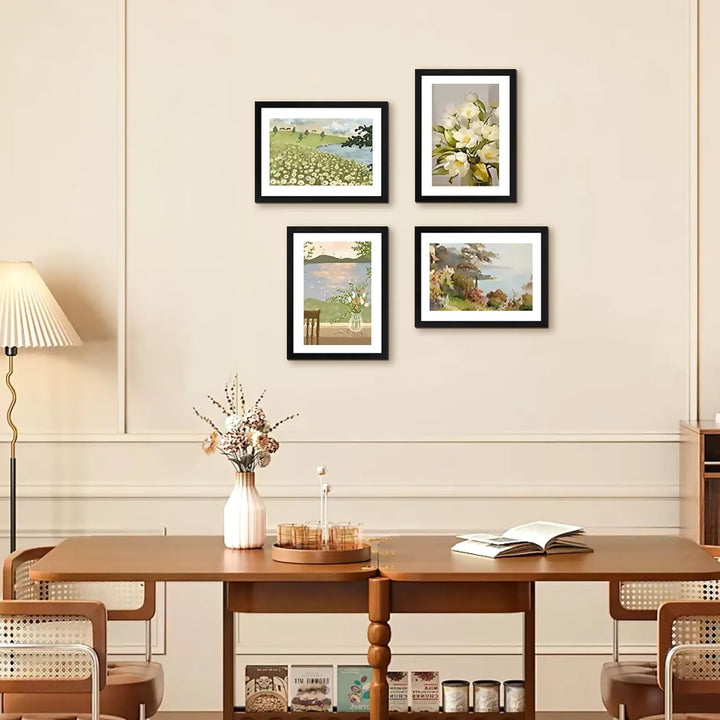 A4 Picture Frame Set of 4, Photo Frame with HD Plexiglass, Display Pictures 6x8 with Mat or 8.3x11.7 Without Mat, Black Picture Frames Collage Wall Decor, Gallary Wall Frame - Just Closeouts Canada Inc.6971152696219