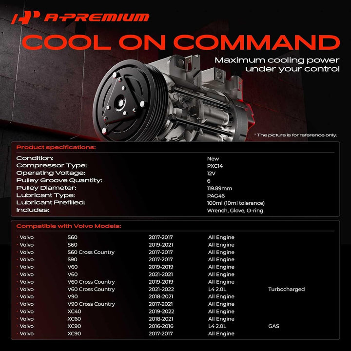 A/C Compressor with Clutch for Select Volvo 2.0L Models — PXC14 - Just Closeouts Canada Inc.