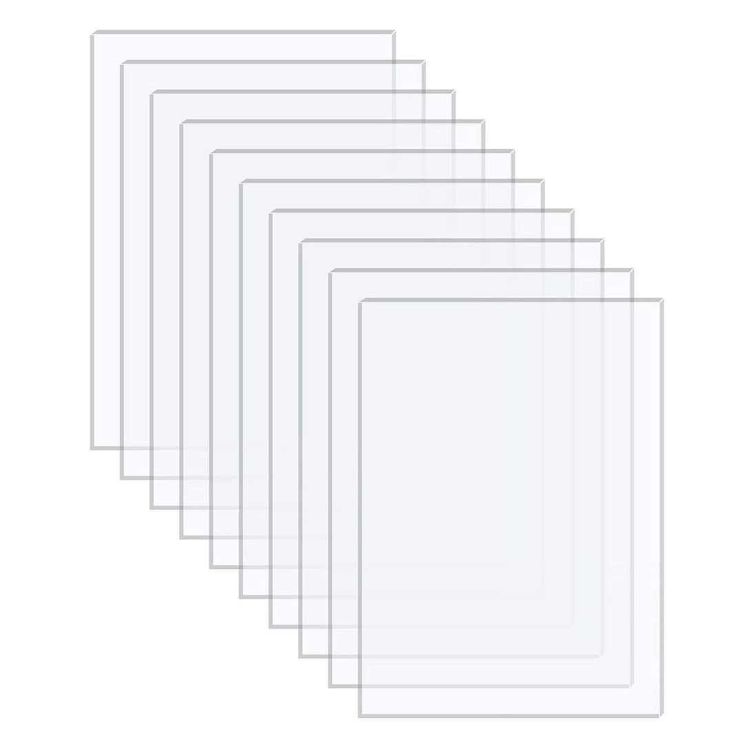Acrylic Sheets - 10 Pack of 8x10 0.043" Thick Clear Extruded Plexiglass for Picture Frame Glass Replacement, Projects Display & Painting - Laser Cut for Smooth Edges - Just Closeouts Canada Inc.