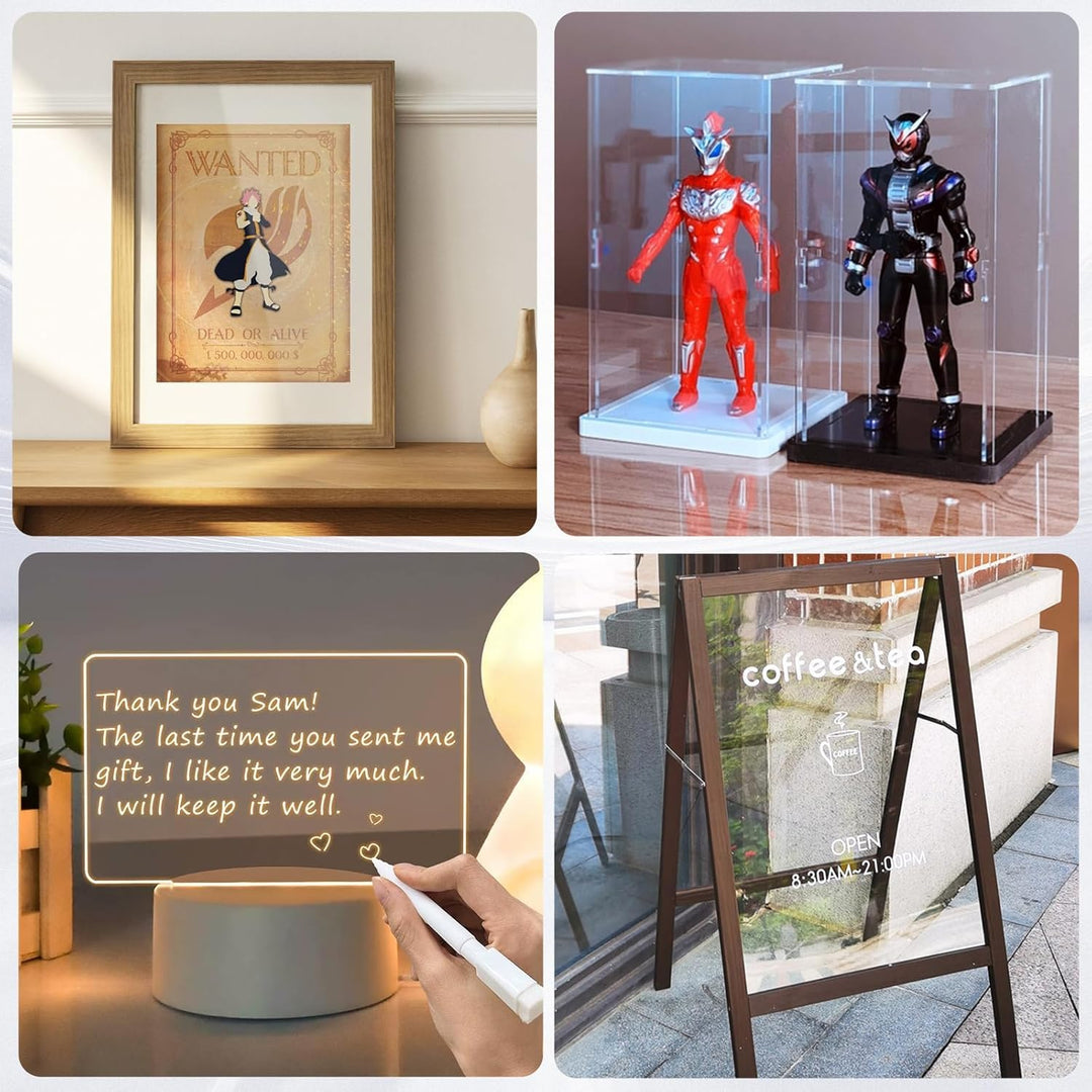 Acrylic Sheets - 2 Pack of 11x14 1/8" Thick Clear Cast Plexiglass for Picture Frame Glass Replacement, Projects Display & Painting - Laser Cut for Smooth Edges - Just Closeouts Canada Inc.