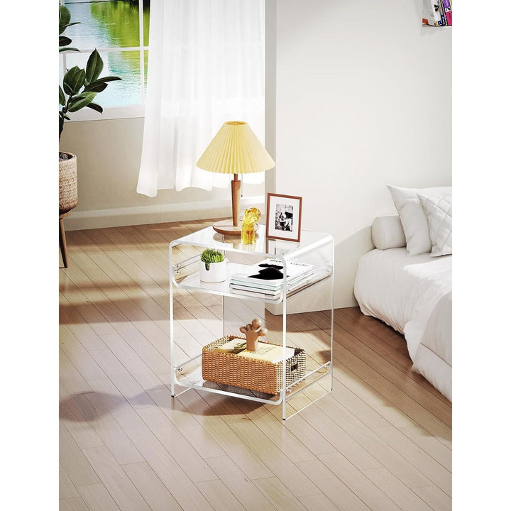 Acrylic Side Table Record Player Table with Storage Shelf Clear End Table Nightstand (40 x 30 x 50) (Clear) - Just Closeouts Canada Inc.X0040YUDGJ