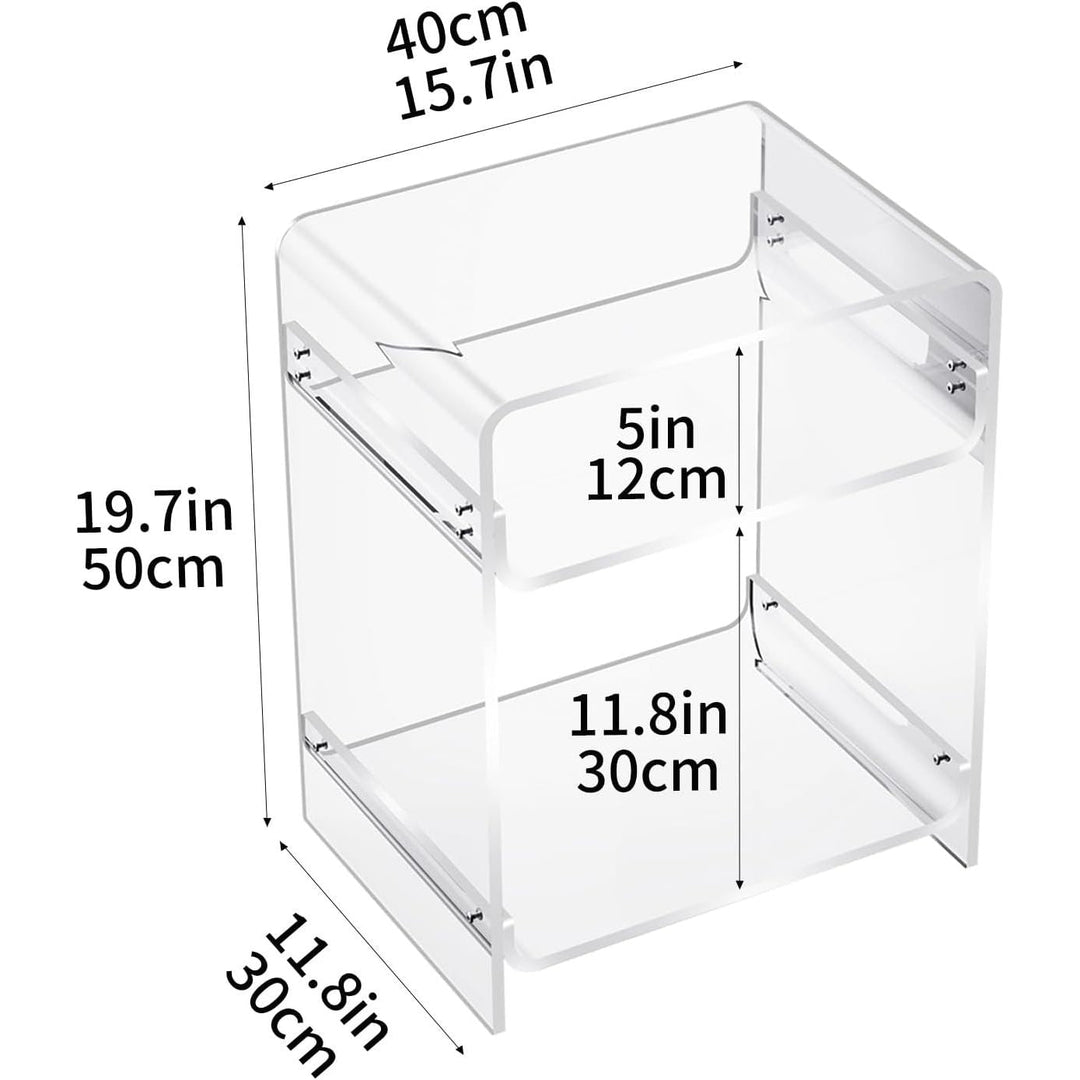 Acrylic Side Table Record Player Table with Storage Shelf Clear End Table Nightstand (40 x 30 x 50) (Clear) - Just Closeouts Canada Inc.X0040YUDGJ
