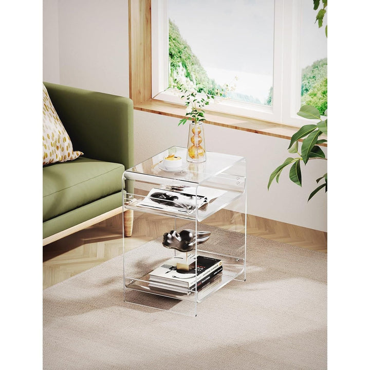 Acrylic Side Table Record Player Table with Storage Shelf Clear End Table Nightstand (40 x 30 x 50) (Clear) - Just Closeouts Canada Inc.X0040YUDGJ