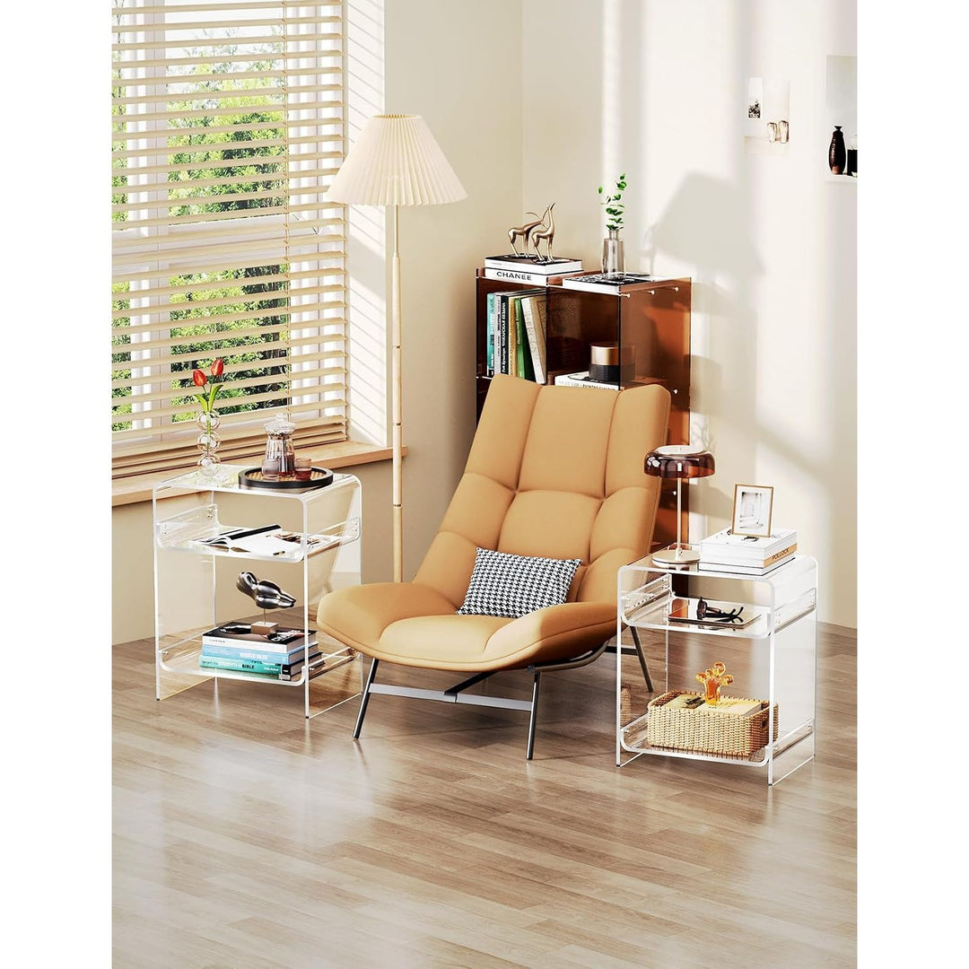 Acrylic Side Table Record Player Table with Storage Shelf Clear End Table Nightstand (40 x 30 x 50) (Clear) - Just Closeouts Canada Inc.X0040YUDGJ