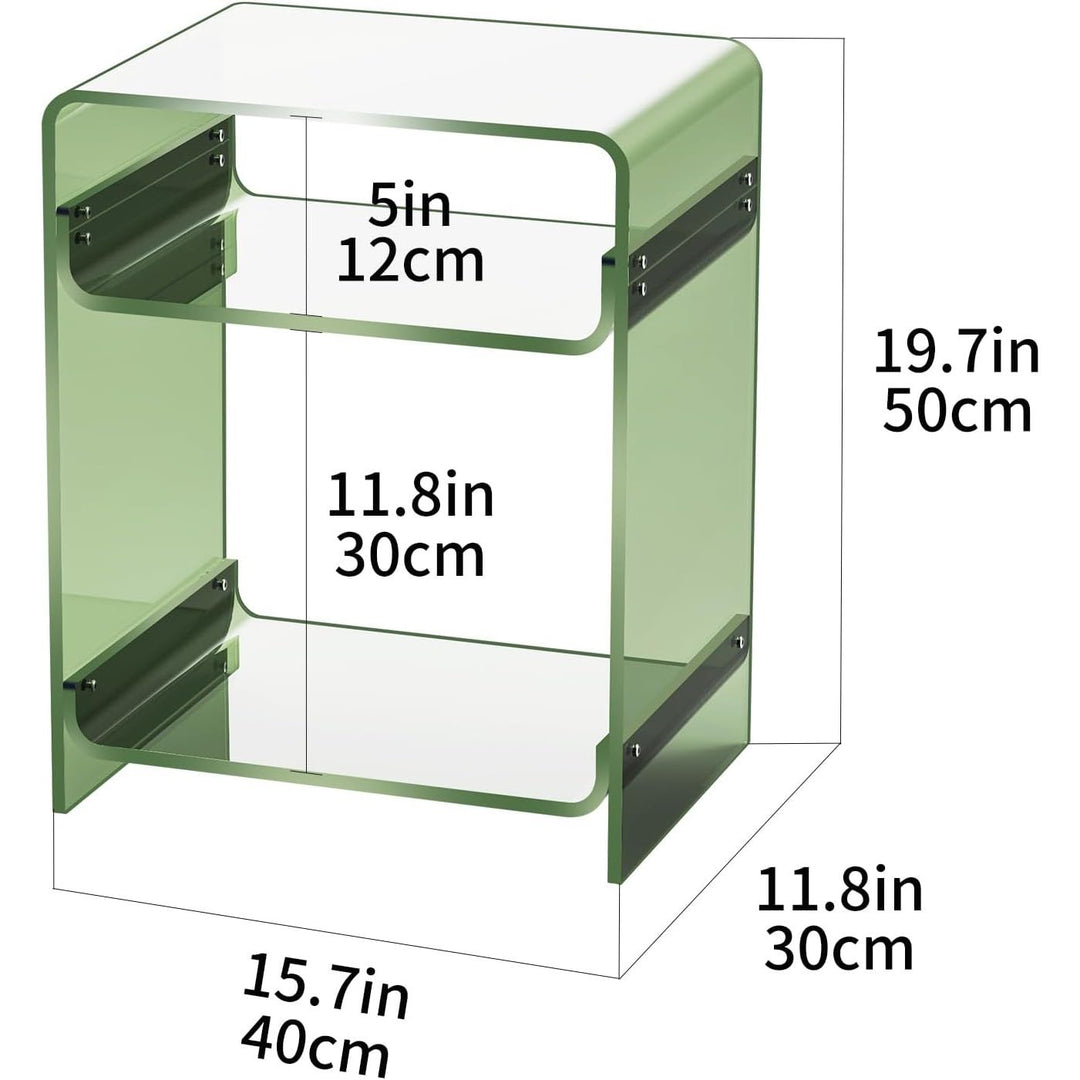 Acrylic Side Table Record Player Table with Storage Shelf Clear End Table Nightstand (40 x 30 x 50) (Green) - Just Closeouts Canada Inc.X0047Z9B7D