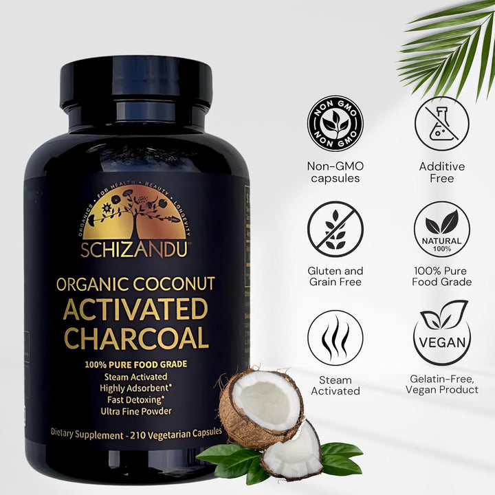 Activated Coconut Charcoal Capsules - Supports Health - Vegan, Organic, Non - GMO, No Additives - X - Large Bottle 210 Count - Just Closeouts Canada Inc.X001BIWGTJ