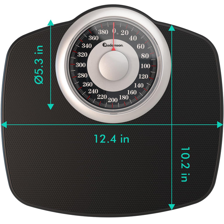 Adamson A25 Scales for Body Weight - Up to 400 LB - New Version - 5.3" Dial on 12.4" x 12" Platform - Anti - Skid Rubber Surface - High Precision Bathroom Scale Analog - Durable with 20 - Year Assurance - Just Closeouts Canada Inc.