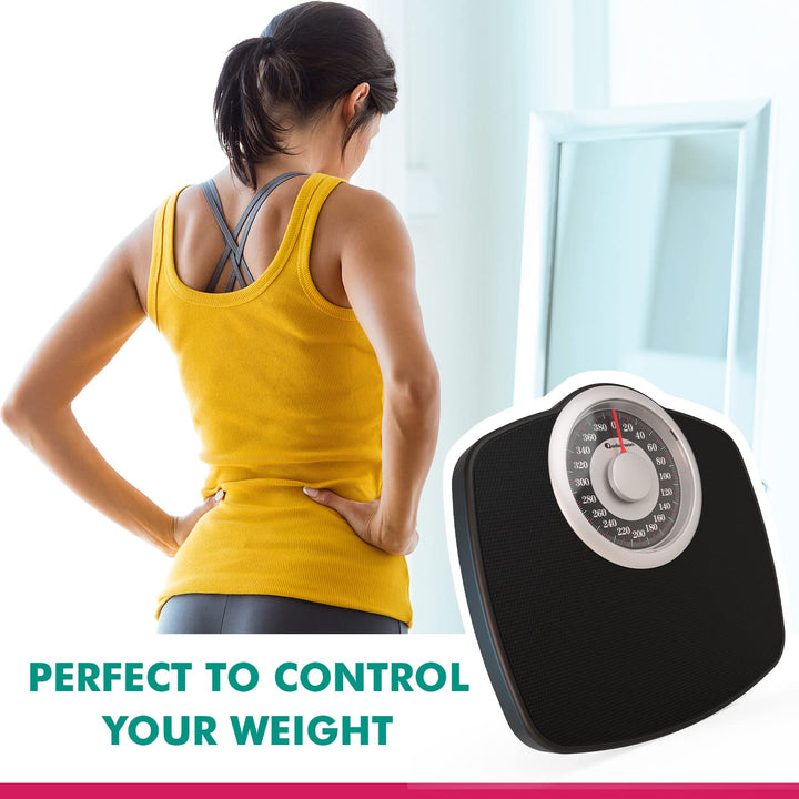 Adamson A25 Scales for Body Weight - Up to 400 LB - New Version - 5.3" Dial on 12.4" x 12" Platform - Anti - Skid Rubber Surface - High Precision Bathroom Scale Analog - Durable with 20 - Year Assurance - Just Closeouts Canada Inc.