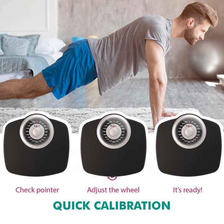 Adamson A25 Scales for Body Weight - Up to 400 LB - New Version - 5.3" Dial on 12.4" x 12" Platform - Anti - Skid Rubber Surface - High Precision Bathroom Scale Analog - Durable with 20 - Year Assurance - Just Closeouts Canada Inc.