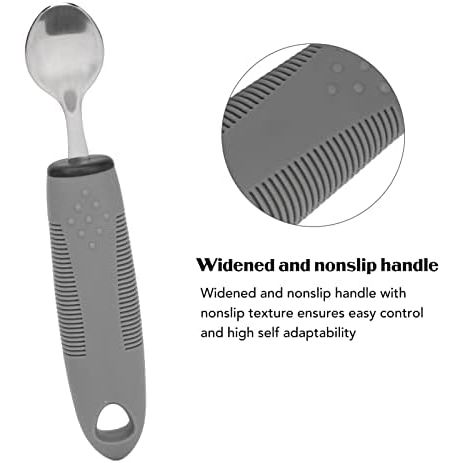 Adaptive Utensils, 4 Piece Wide and Weighted Utensils Kitchen Set, Non Slip Handles for Arthritis, Hand Tremors, Parkinson, Adaptive Eating Flatware, Knife, Fork, 2 Spoons - Just Closeouts Canada Inc.X003S42KPJ