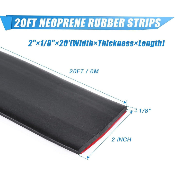 Adhesive Rubber Strips Neoprene Rubber Sheets, Rolls & Strips with Adhesive Backing Rubber Pads Self Stick Seal Rubber Gasket Tape Adhesive Back for Matting Padding - 2" Wide x 1/8" Thick x 20' Long - Just Closeouts Canada Inc.