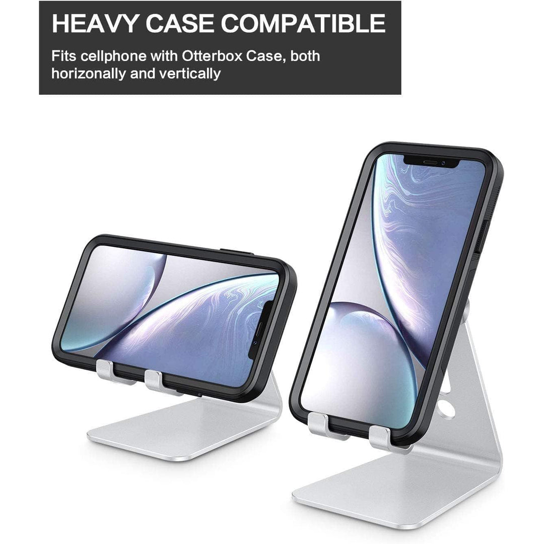 Adjustable Cell Phone Stand, C2 Aluminum Desktop Phone Holder Dock Compatible with iPhone 13 Pro Max/ 13 Pro/ 13/13 Mini and Other Smart Phones, Silver - Just Closeouts Canada Inc.X003PS1Q2L