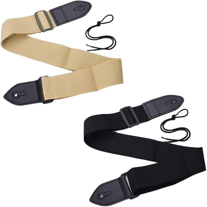 Adjustable Guitar Straps, Black and Khaki, 2-Pack - Just Closeouts Canada Inc.X004GEUO49
