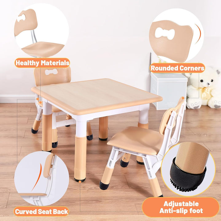 Adjustable Kids Chair (2pcs), 3 Level Height Adjustable Toddler Chair for Ages 3-8, Sturdy Child Chair with Maximum Bearing 220lbs, for Classrooms/Daycares/Homes, CPC & CE Approved - Natural - Just Closeouts Canada Inc.X003RZO7TB