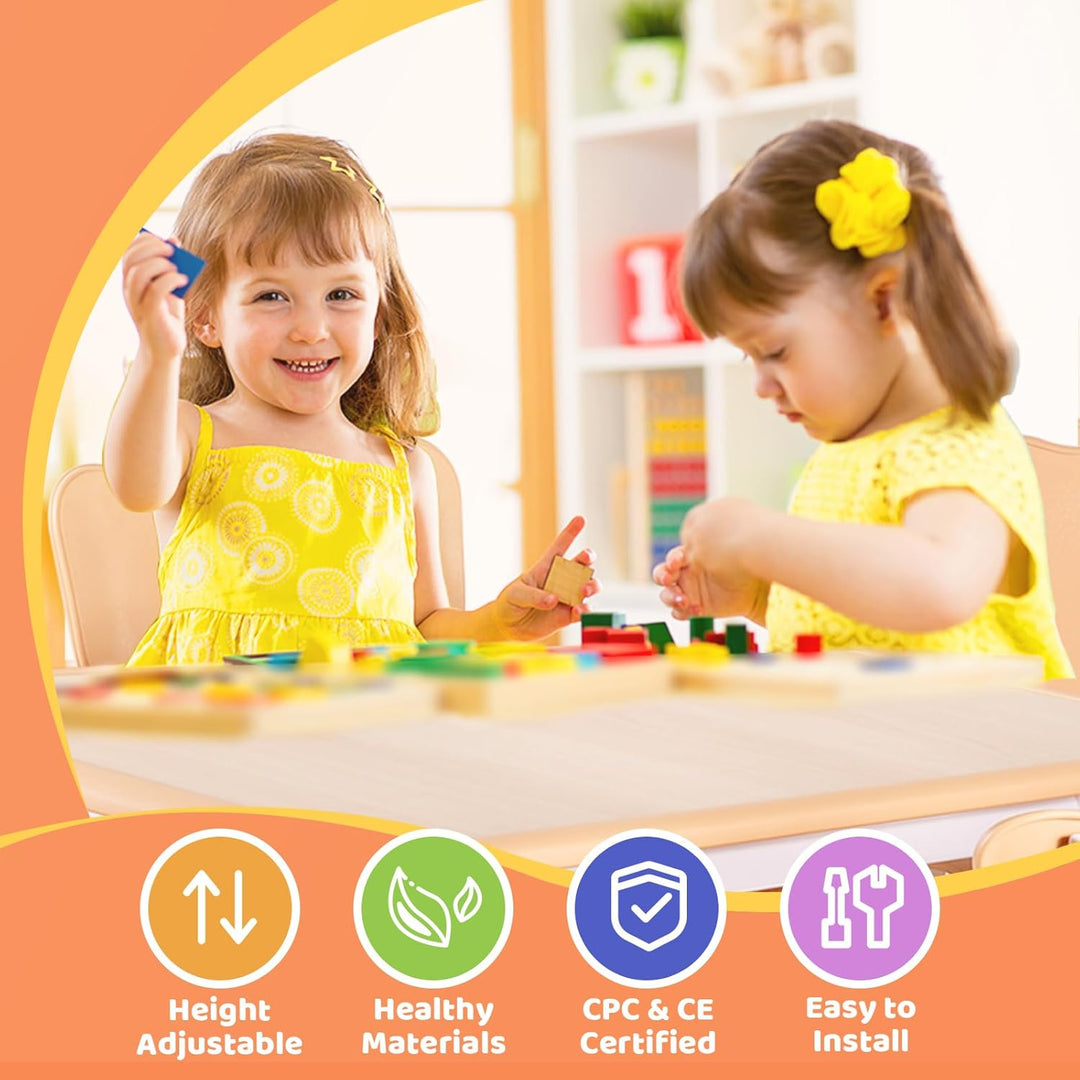 Adjustable Kids Chair (2pcs), 3 Level Height Adjustable Toddler Chair for Ages 3-8, Sturdy Child Chair with Maximum Bearing 220lbs, for Classrooms/Daycares/Homes, CPC & CE Approved - Natural - Just Closeouts Canada Inc.X003RZO7TB