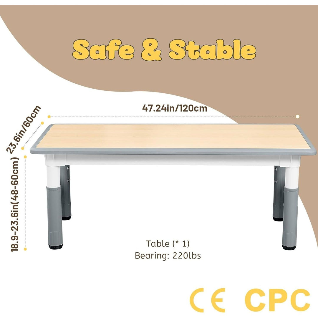 Adjustable Kids Table, 3-Level Height for Ages 3-8, Easy to Wipe Arts & Crafts Toddler Table for Classrooms/Daycares/Homes, CPC & CE Approved, 47.24 x 23.6 Inches, Grey - Just Closeouts Canada Inc.X004OY3PDX