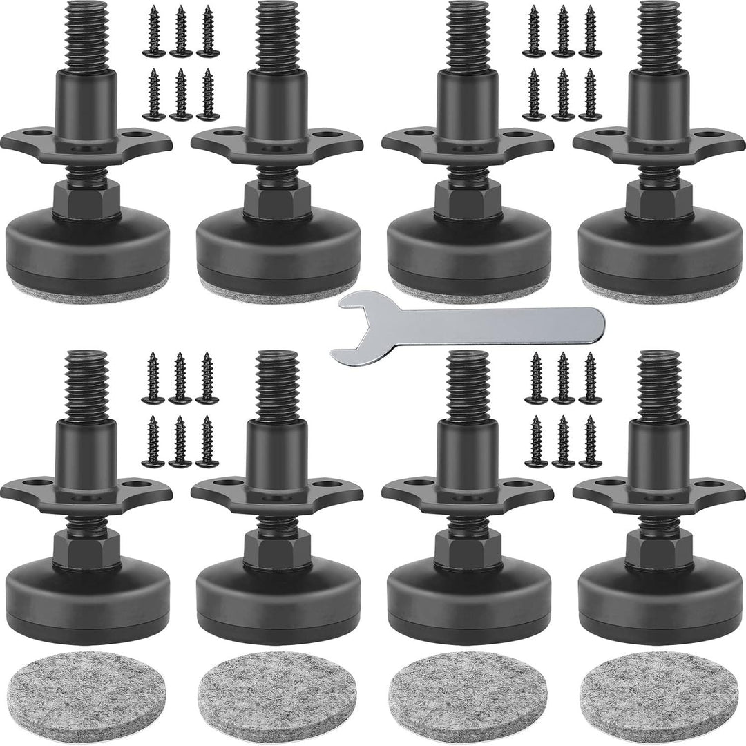 Adjustable Leveling Feet Furniture Levelers Table Feet Heavy Duty Leg Levelers for Cabinets Sofa Tables Chairs,Support 2640LBs, T-Nut Kit 3/8”-16 Thread, Large Base- 8 Pack, Black - Just Closeouts Canada Inc.