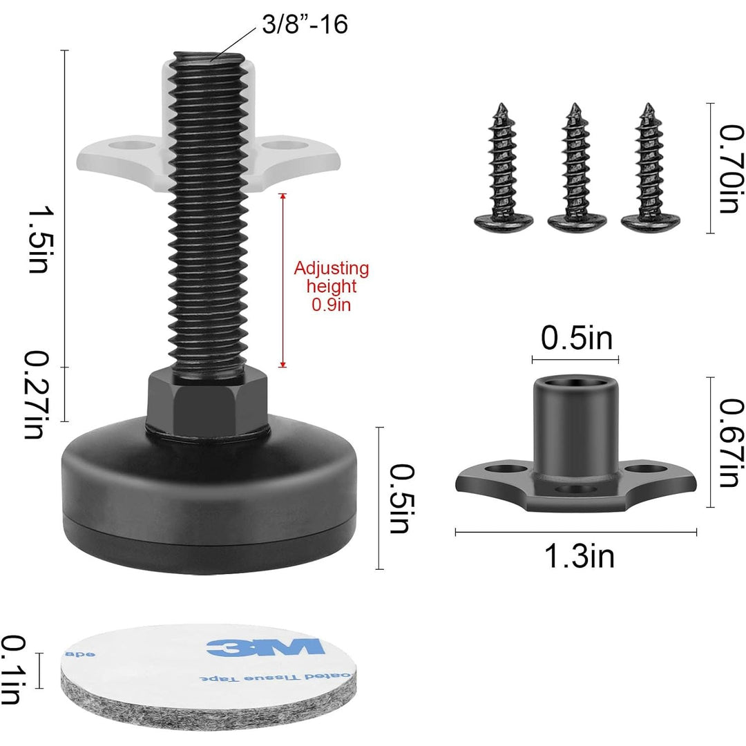 Adjustable Leveling Feet Furniture Levelers Table Feet Heavy Duty Leg Levelers for Cabinets Sofa Tables Chairs,Support 2640LBs, T-Nut Kit 3/8”-16 Thread, Large Base- 8 Pack, Black - Just Closeouts Canada Inc.