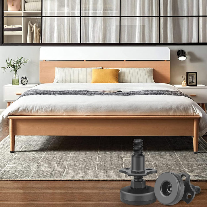 Adjustable Leveling Feet Furniture Levelers Table Feet Heavy Duty Leg Levelers for Cabinets Sofa Tables Chairs,Support 2640LBs, T-Nut Kit 3/8”-16 Thread, Large Base- 8 Pack, Black - Just Closeouts Canada Inc.