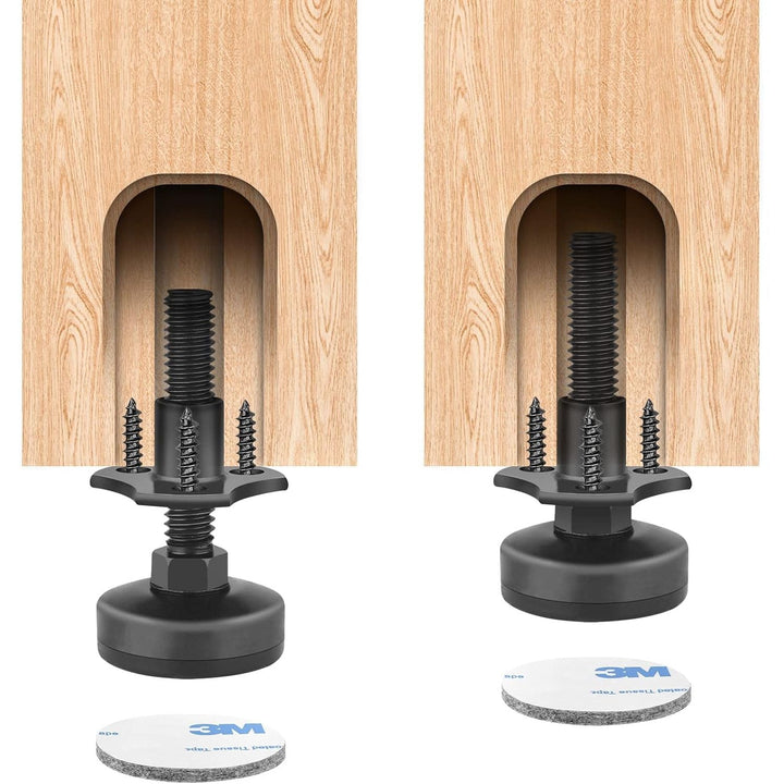 Adjustable Leveling Feet Furniture Levelers Table Feet Heavy Duty Leg Levelers for Cabinets Sofa Tables Chairs,Support 2640LBs, T-Nut Kit 3/8”-16 Thread, Large Base- 8 Pack, Black - Just Closeouts Canada Inc.