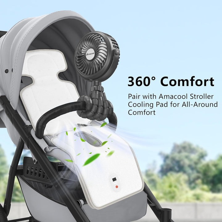 AMACOOL Battery Operated Stroller Fan Flexible Tripod Clip On Fan with 3 Speeds and Rotatable Handheld Personal Fans for Car Seat Crib Bike Treadmill - Just Closeouts Canada Inc.