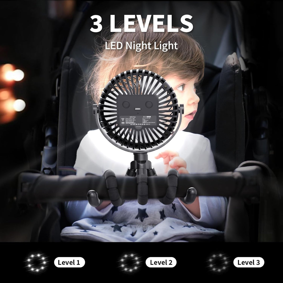AMACOOL Battery Operated Stroller Fan Flexible Tripod Clip On Fan with 3 Speeds and Rotatable Handheld Personal Fans for Car Seat Crib Bike Treadmill - Just Closeouts Canada Inc.