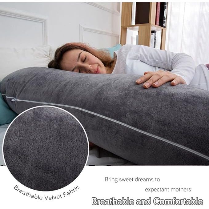 AMCATON 60 Inch Pregnancy Pillow for Sleeping, Extra Large U Shaped Body Pillow, Maternity Pillow for Pregnant Women (Dark Grey) - Just Closeouts Canada Inc.
