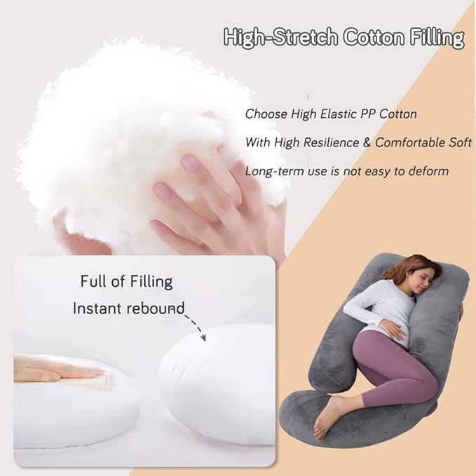AMCATON 60 Inch Pregnancy Pillow for Sleeping, Extra Large U Shaped Body Pillow, Maternity Pillow for Pregnant Women (Dark Grey) - Just Closeouts Canada Inc.