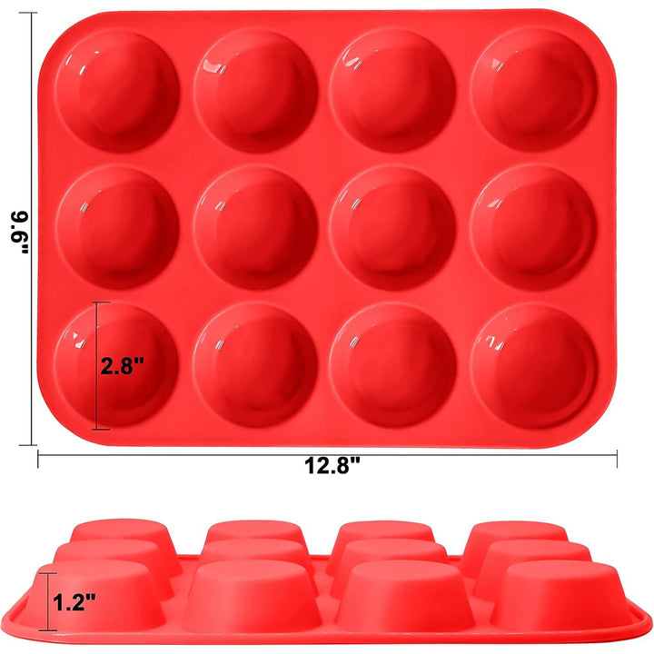 Anaeat Silicone Muffin Pan - Regular 12 Cups Cupcake Tray, Non - Stick Silicone Baking Molds for Making Muffin Cakes, Cupcake, Chocolate, Bread,Tart and Desserts, Just Pop Out - Just Closeouts Canada Inc.