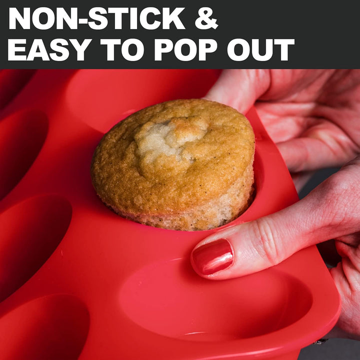 Anaeat Silicone Muffin Pan - Regular 12 Cups Cupcake Tray, Non - Stick Silicone Baking Molds for Making Muffin Cakes, Cupcake, Chocolate, Bread,Tart and Desserts, Just Pop Out - Just Closeouts Canada Inc.