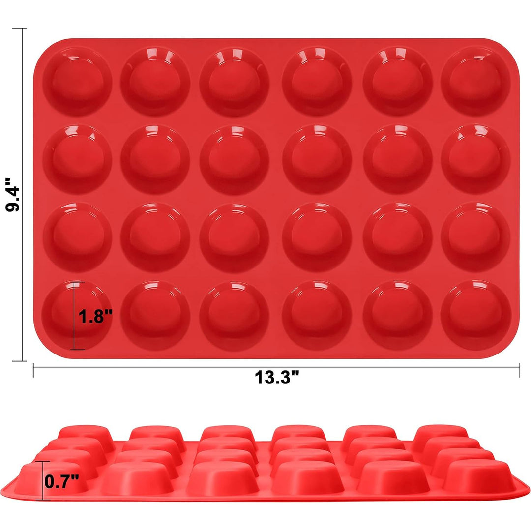 Anaeat Silicone Muffin Pan Set - Mini 24 Cups Cupcake Tray, Non - Stick Silicone Baking Molds for Making Muffin Cakes, Cupcake, Chocolate, Bread,Tart and Desserts, Just Pop Out (2 Pack) - Just Closeouts Canada Inc.