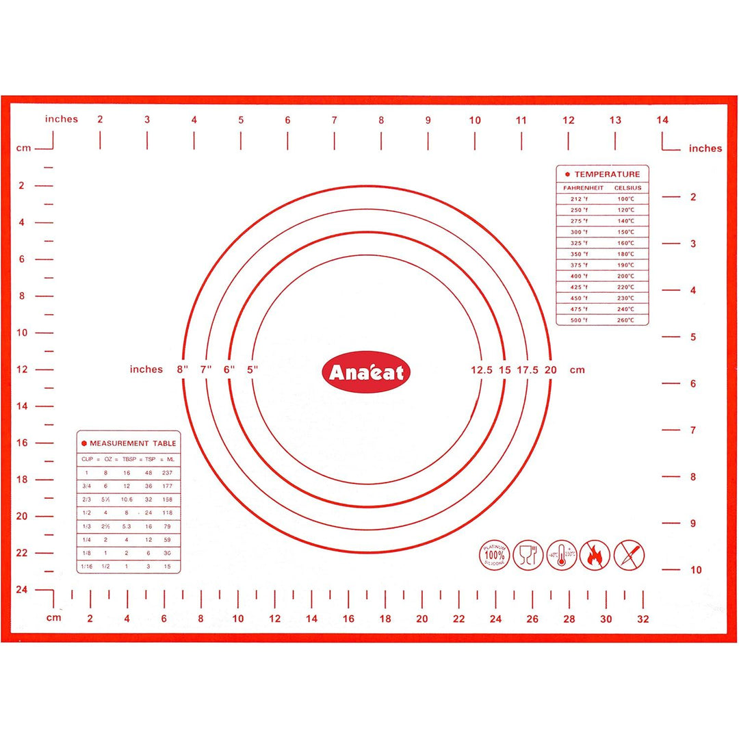 Anaeat Silicone Pastry Baking Mat with Measurements, Non - Stick Silicone Fondant Sheet & Non - Slip Dough Mat for Rolling Dough, Making Cookies, Bread, Pizza, Pie Crust, Reusable Kneading Mat (12"x16") - Just Closeouts Canada Inc.