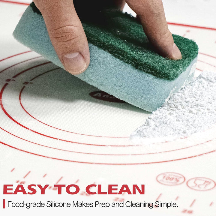 Anaeat Silicone Pastry Baking Mat with Measurements, Non - Stick Silicone Fondant Sheet & Non - Slip Dough Mat for Rolling Dough, Making Cookies, Bread, Pizza, Pie Crust, Reusable Kneading Mat (12"x16") - Just Closeouts Canada Inc.