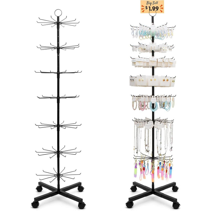 ANBOXIT Retail Display Stand, Rotating Display Rack for Keychains Jewelry Vendor Events & Stores, 7 Tier Movable and Adjustable 1 PCS - Black - Just Closeouts Canada Inc.