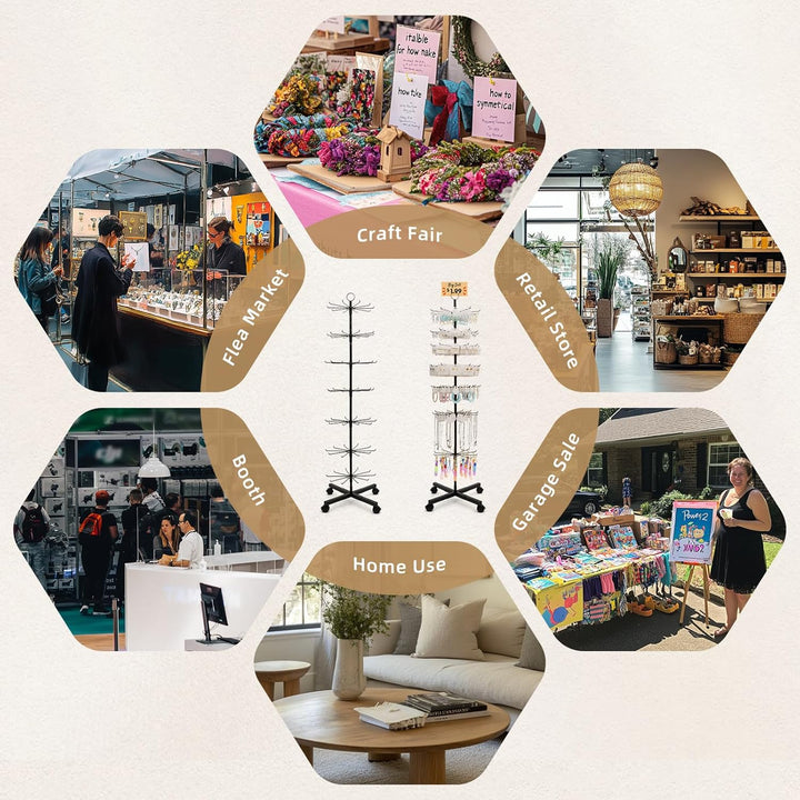 ANBOXIT Retail Display Stand, Rotating Display Rack for Keychains Jewelry Vendor Events & Stores, 7 Tier Movable and Adjustable 1 PCS - Black - Just Closeouts Canada Inc.