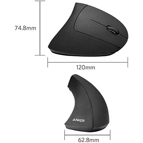 Anker 2.4G Wireless Vertical Ergonomic Optical Mouse, 800 / 1200 /1600 DPI, 5 Buttons for Laptop, Desktop, PC, MacBook, Black - Just Closeouts Canada Inc.