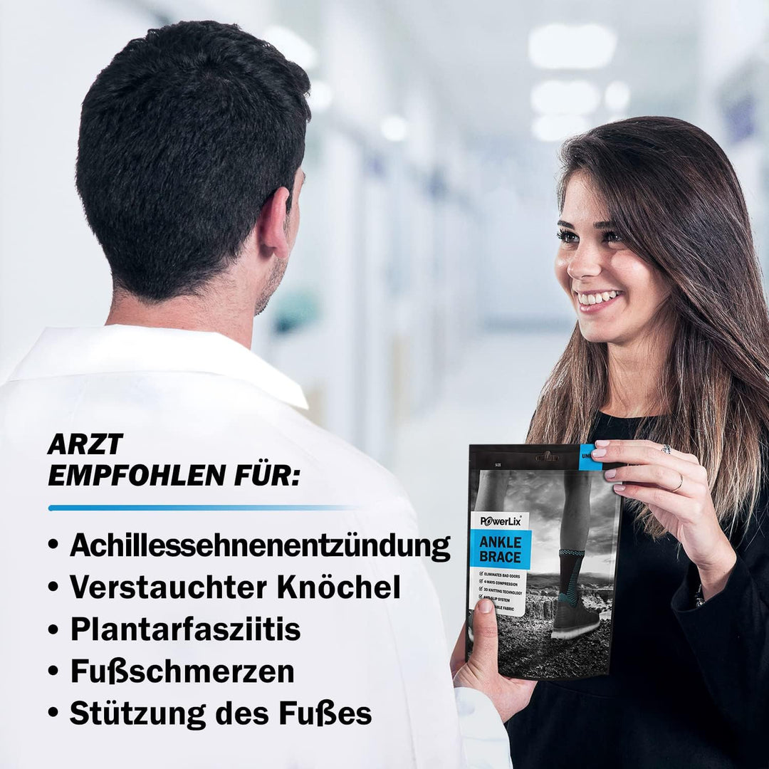 Ankle Brace Compression Support Sleeve (Pair) for Injury Recovery, Joint Pain and More. Plantar Fasciitis Foot Socks with Arch Support, Eases Swelling, Heel Spurs, Achilles Tendon, Blue Medium - Just Closeouts Canada Inc.X0018GP7D1