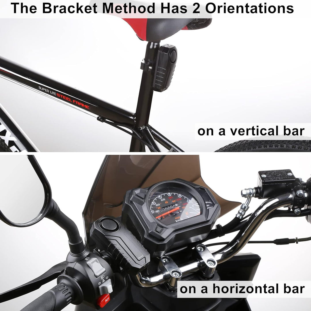 Anti - Theft Bike Alarm with Mount, 113dB Burglar Vibration Motorcycle Bicycle Alarm Security System Waterproof Cycle Bike Alarm with Remote - Just Closeouts Canada Inc.