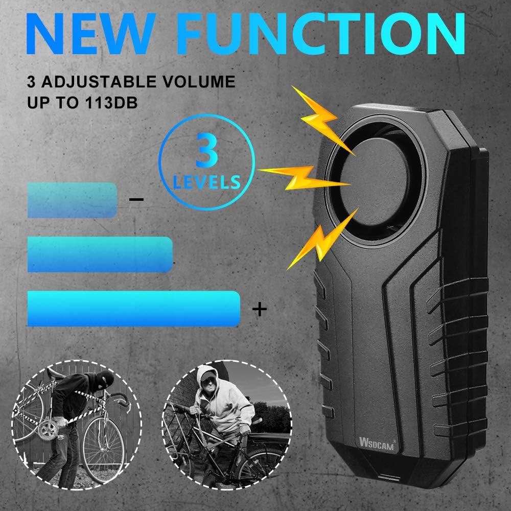Anti - Theft Bike Alarm with Mount, 113dB Burglar Vibration Motorcycle Bicycle Alarm Security System Waterproof Cycle Bike Alarm with Remote - Just Closeouts Canada Inc.